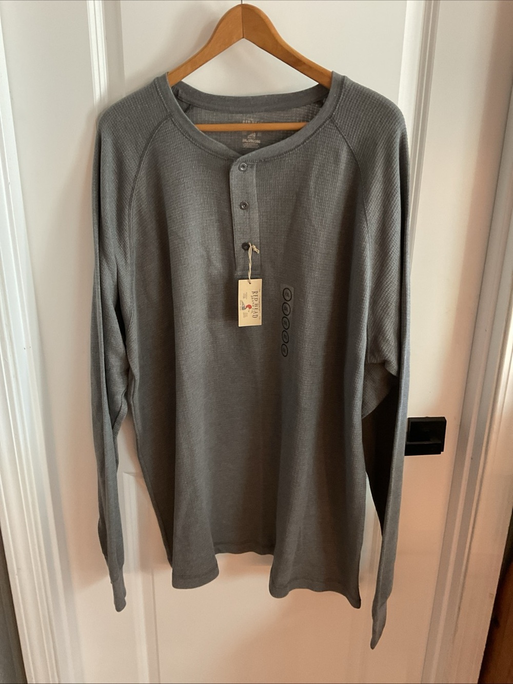 Red Head Brand - Men's Long-Sleeve Henley Shirt — Gray - Men’s Size 2XL